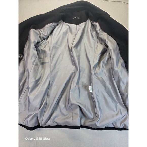 Calvin Klein Womens‎ 10 Luxury Wool Cashmere Silk Blend Pea Coat Black - Picture 5 of 7